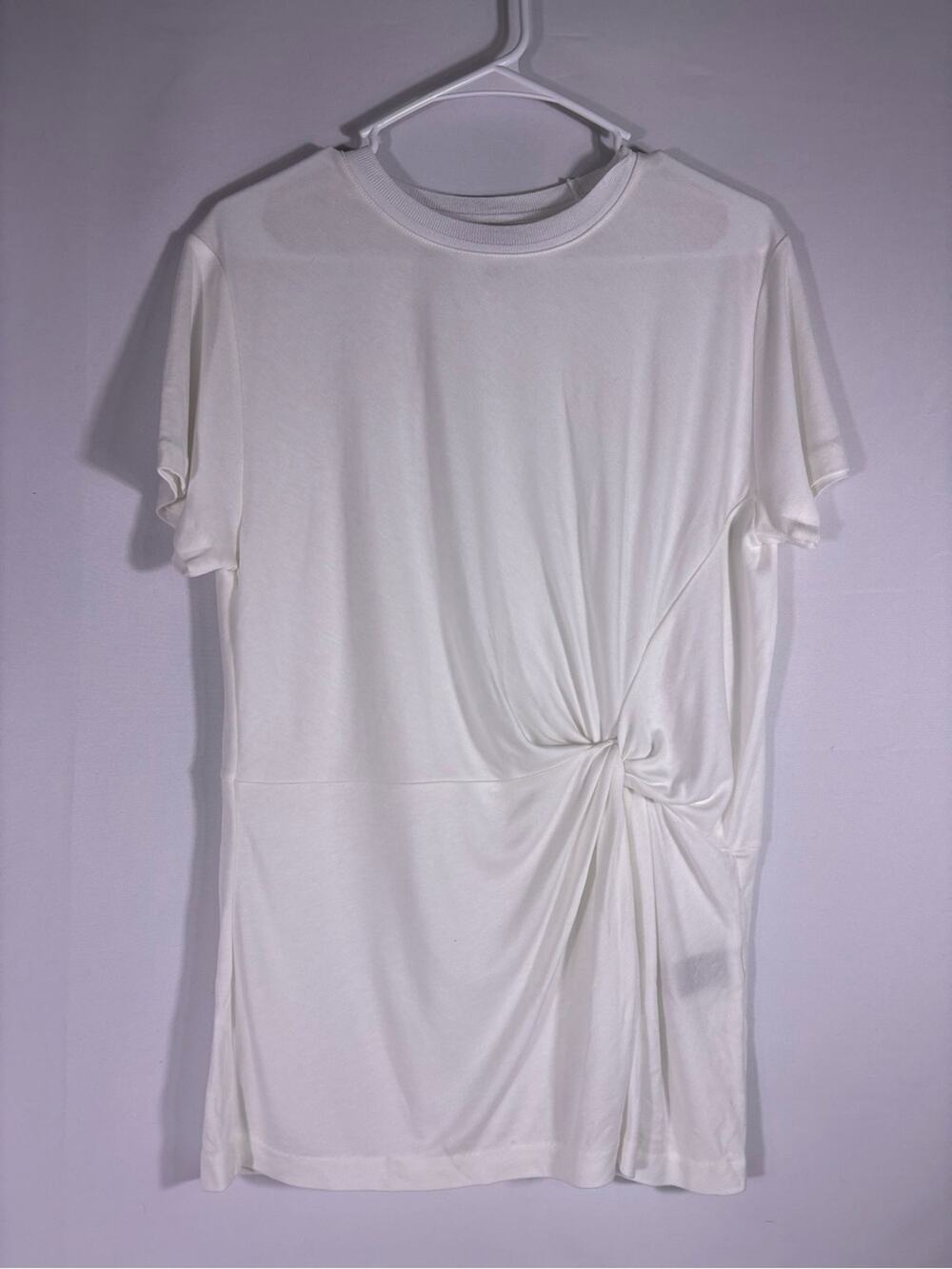 rag & bone White Twist Front Draped Side Knot Top Minimalist Clean Girl Lg 1353